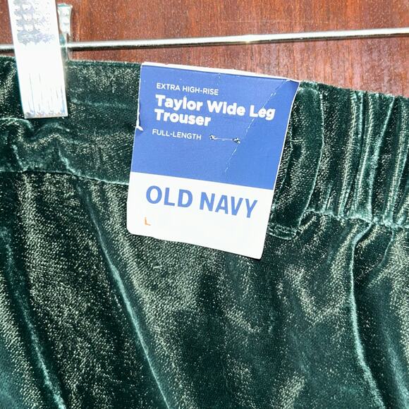 New Old Navy Extra High-Waisted Velvet Taylor Pants wide leg green Large - Picture 9 of 13